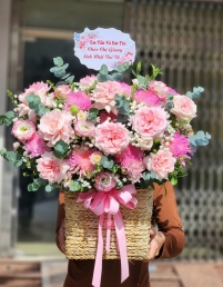 Hộp hoa, giỏ hoa chúc mừng MS556