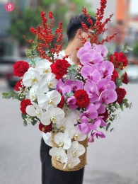 Hộp hoa, giỏ hoa chúc mừng MS604