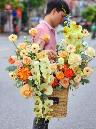 Hộp hoa, giỏ hoa chúc mừng MS584