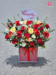 Hộp hoa, giỏ hoa chúc mừng MS574