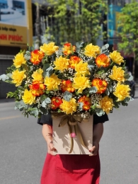 Hộp hoa, giỏ hoa chúc mừng MS378